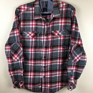 Billabong Men's Flannel Built to Thrash Red Black Cotton Shirt Size M